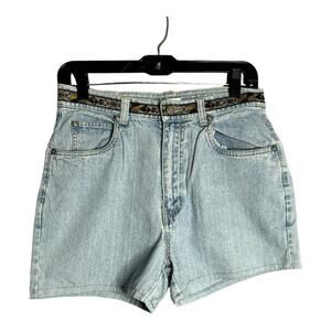 Bill Blass Light Wash Denim Shorts Embroidered Waist 8